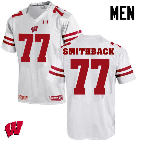 Wisconsin Badgers Men's #77 Blake Smithback NCAA Under Armour Authentic White College Stitched Football Jersey YX40M24AO